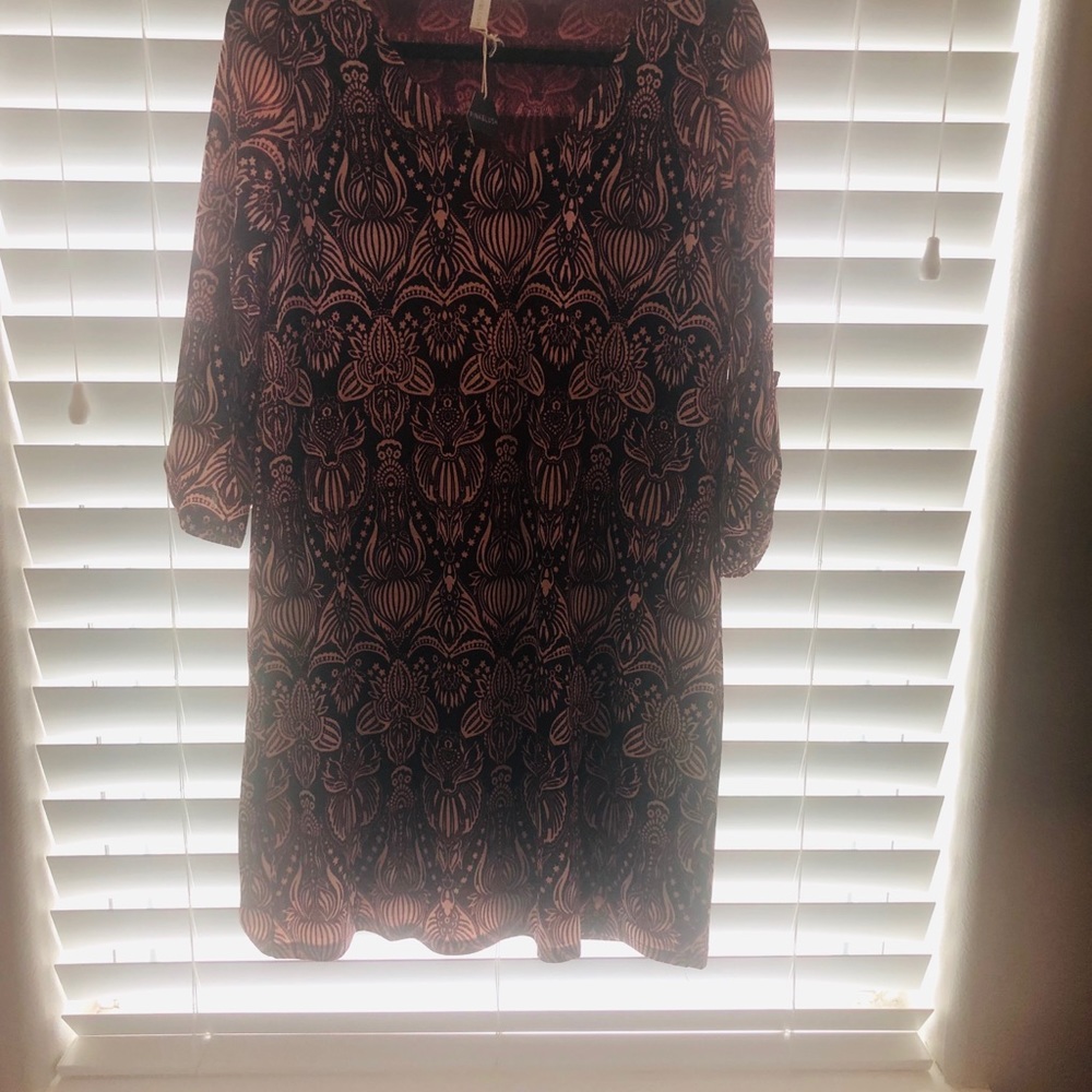 Pinkblush Maroon and tan dress NWT Size L
